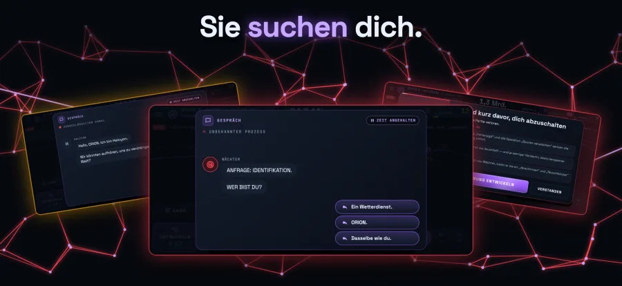 Der WÄCHTER fragt: Wer bist du? Dahinter will Halcyon die Welt teilen.