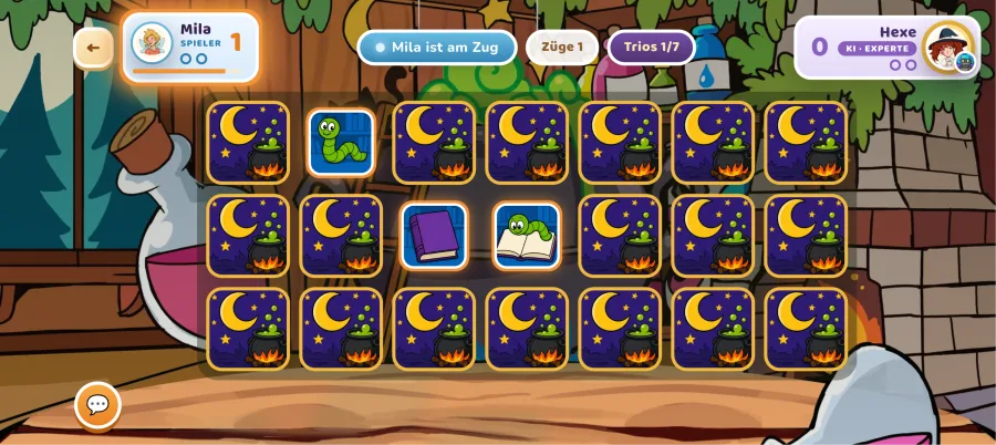Ein Kartenduell in Memoria Land mit drei Varianten pro Motiv